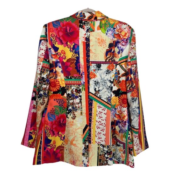 🌸 INC Multicolor Patchwork Floral Blazer Statement Jacket M 🌸 - Picture 3 of 8